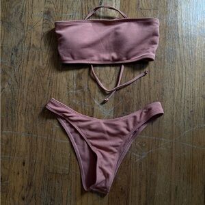 Sun bleached orange two piece bando bikini Sz medium